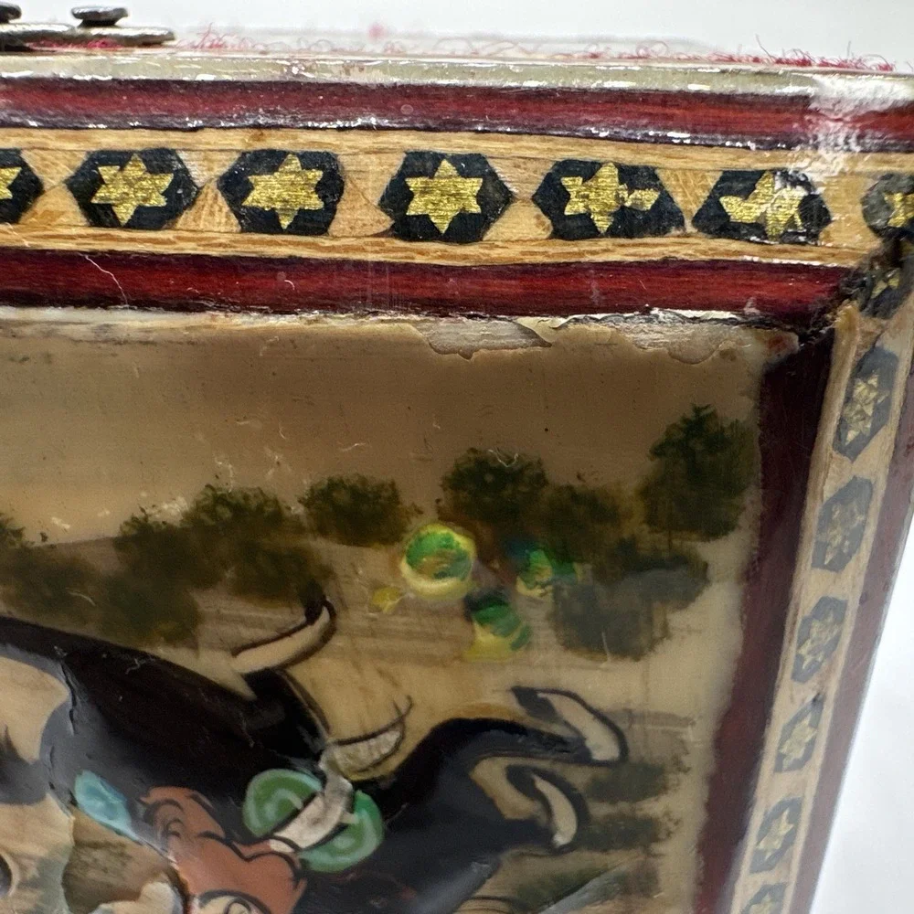 Persian Khatam Wooden Trinket Box  Hand Made-Damaged